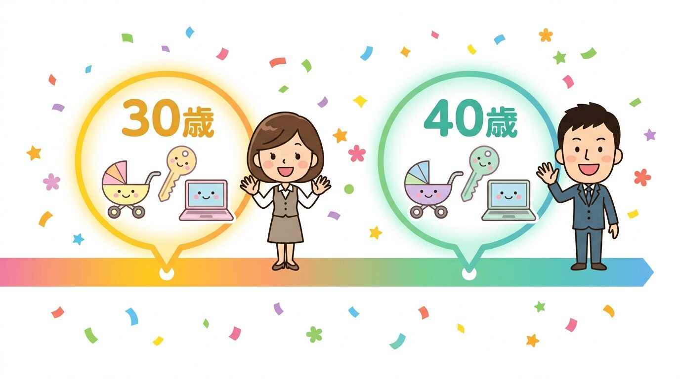 30代・40代の就業不能保険加入タイミングを示すイラスト