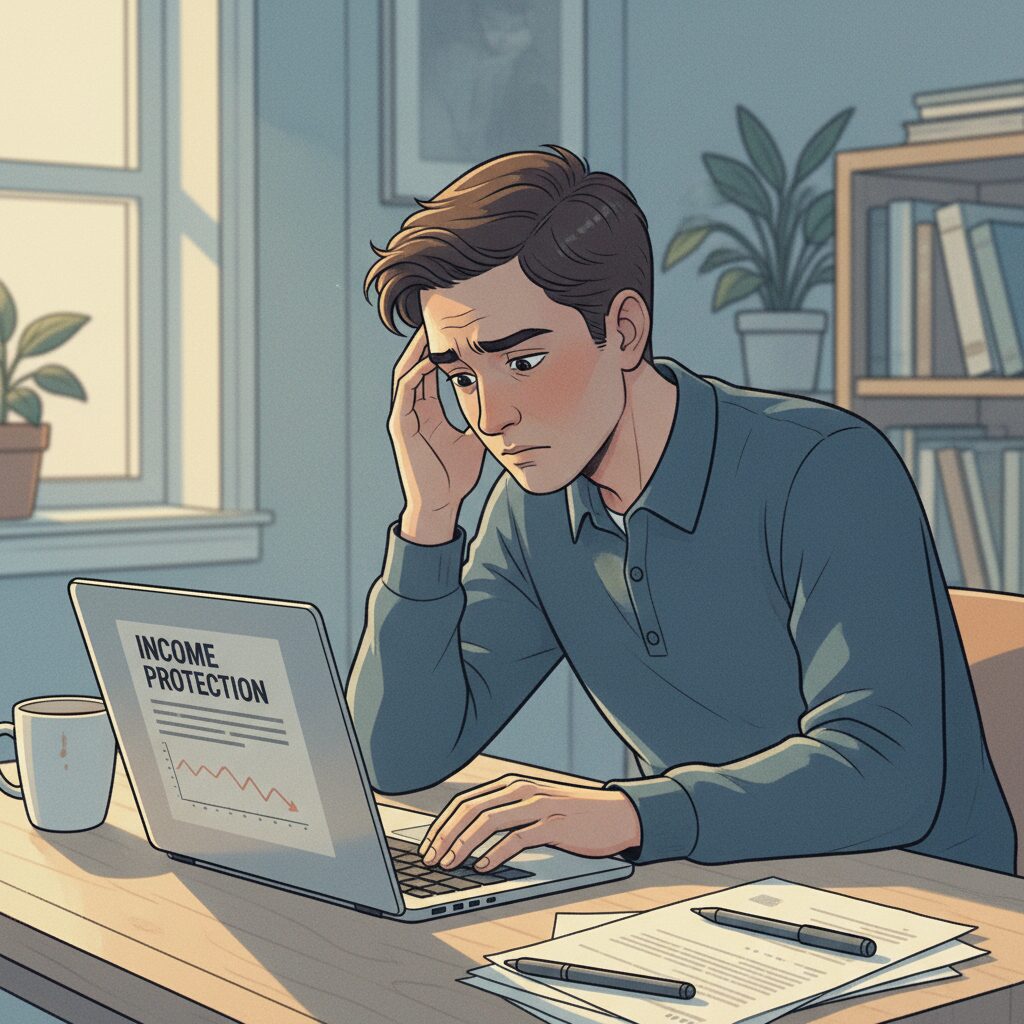 フリーランスが収入保障を確認している様子